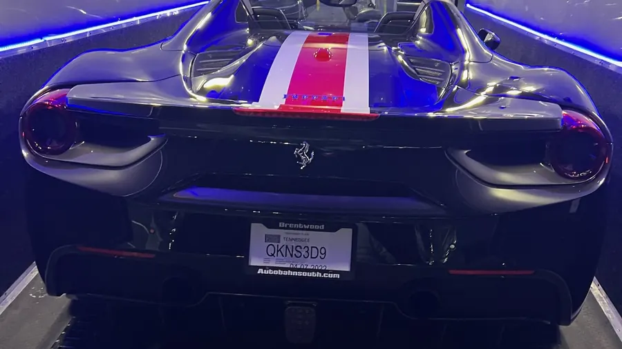 Ferrari 488 secured inside an ETG enclosed trailer
